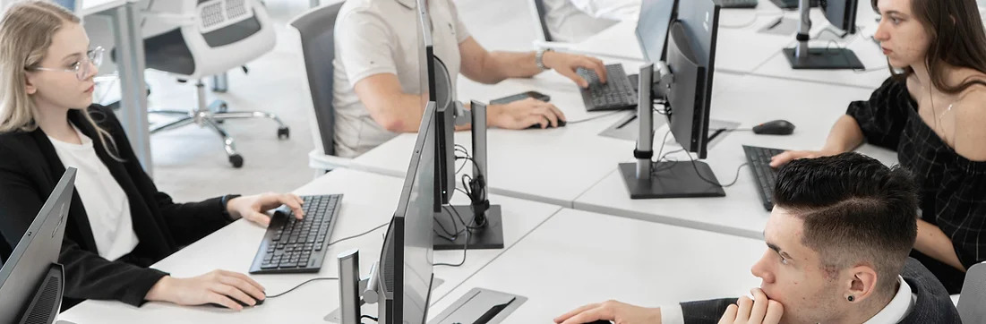 People working on their computers in an open office